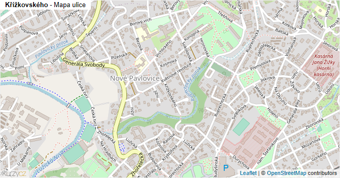 Křížkovského - mapa ulice