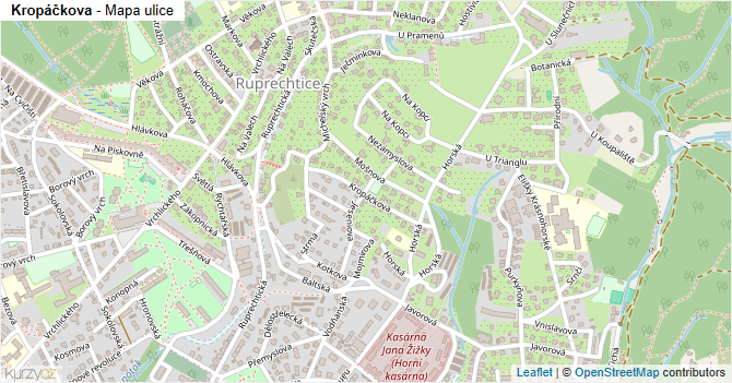 Kropáčkova - mapa ulice