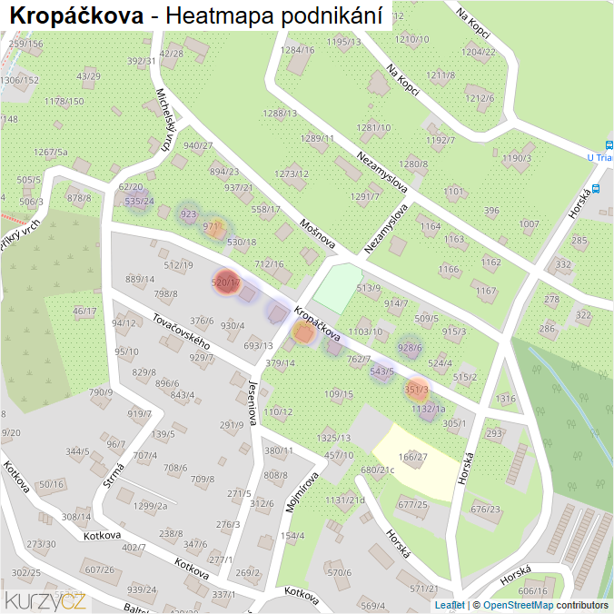 Mapa Kropáčkova - Firmy v ulici.