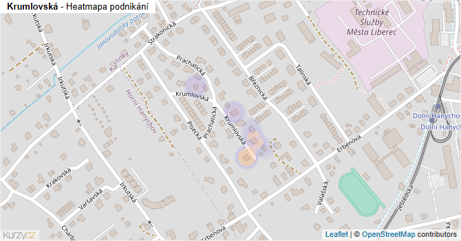 Krumlovská - mapa podnikání