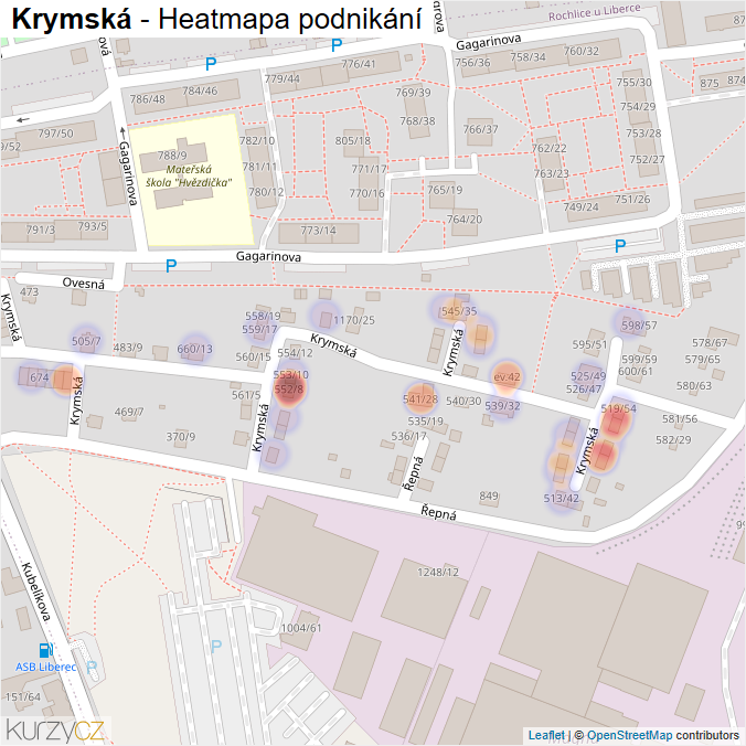Mapa Krymská - Firmy v ulici.