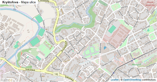 Kryštofova - mapa ulice