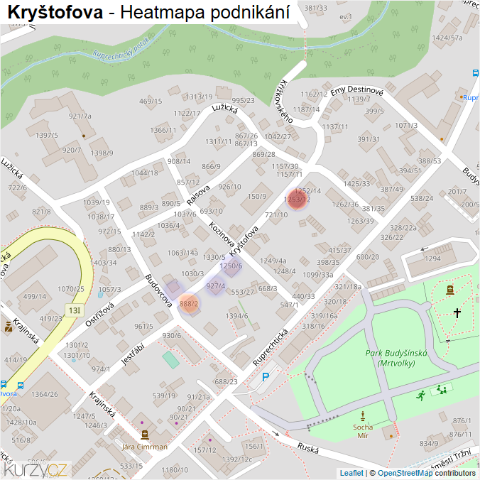 Mapa Kryštofova - Firmy v ulici.
