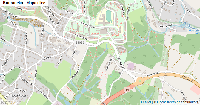 Kunratická - mapa ulice