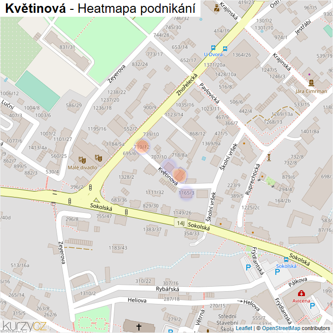 Mapa Květinová - Firmy v ulici.
