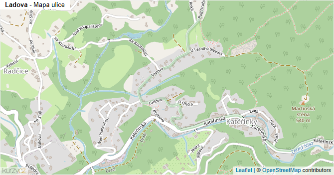 Ladova - mapa ulice