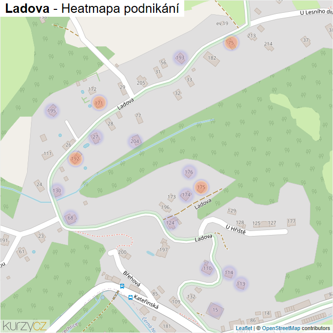 Mapa Ladova - Firmy v ulici.