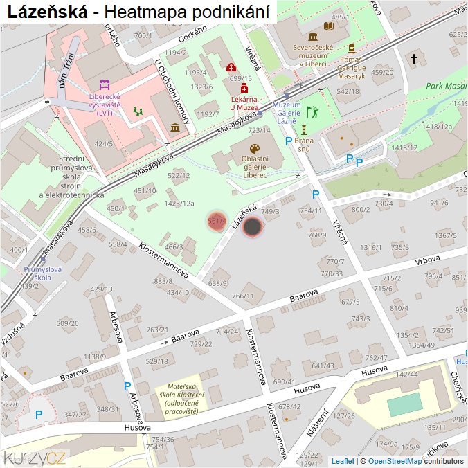 Mapa Lázeňská - Firmy v ulici.