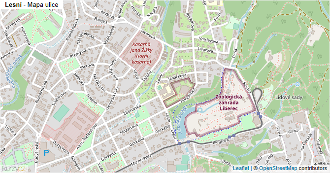 Lesní - mapa ulice