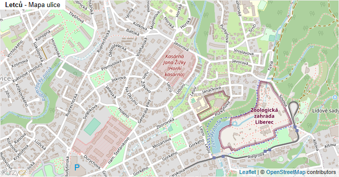 Letců - mapa ulice
