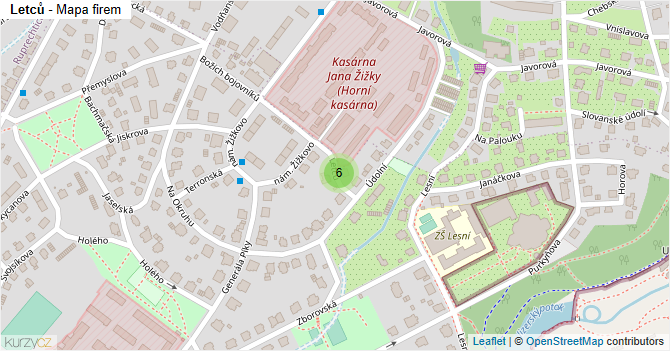 Letců - mapa firem