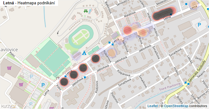 Letná - mapa podnikání