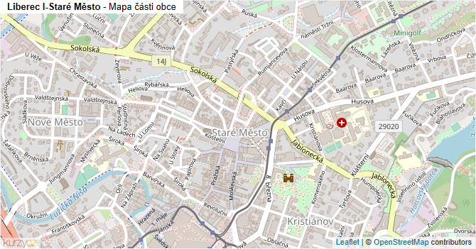 Liberec I-Staré Město - mapa části obce