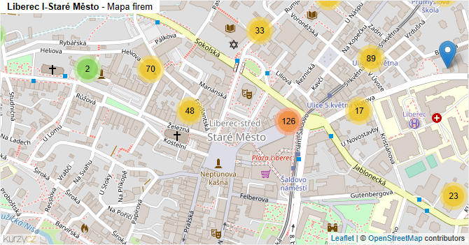 Liberec I-Staré Město - mapa firem