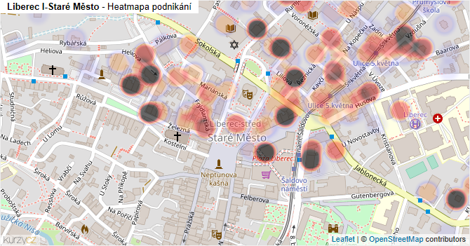 Liberec I-Staré Město - mapa podnikání