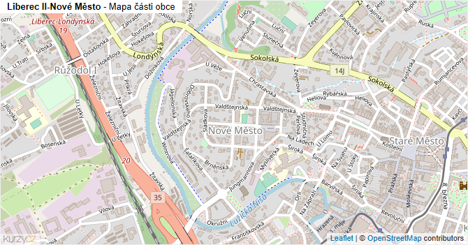 Liberec II-Nové Město - mapa části obce