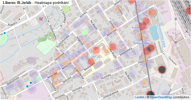 Liberec III-Jeřáb - mapa podnikání