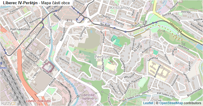 Liberec IV-Perštýn - mapa části obce