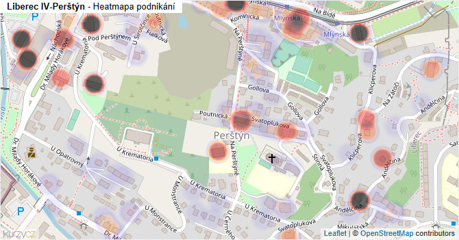 Liberec IV-Perštýn - mapa podnikání