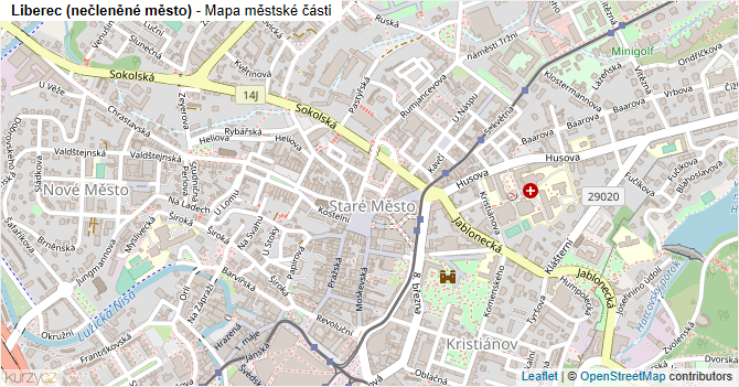 Liberec (nečleněné město) - mapa městské části
