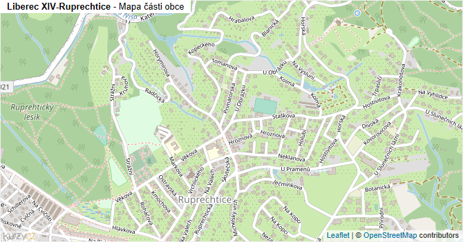 Liberec XIV-Ruprechtice - mapa části obce