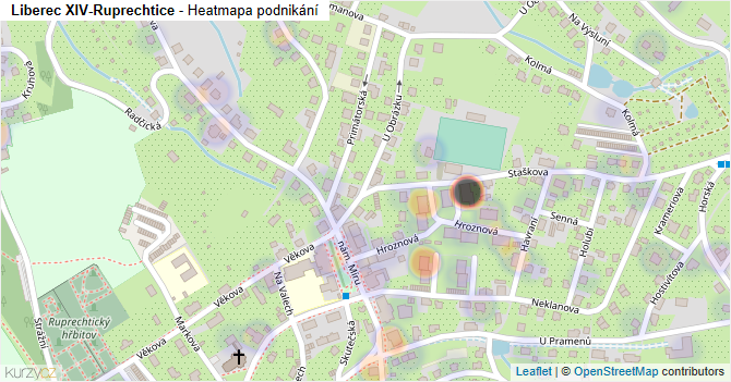 Liberec XIV-Ruprechtice - mapa podnikání
