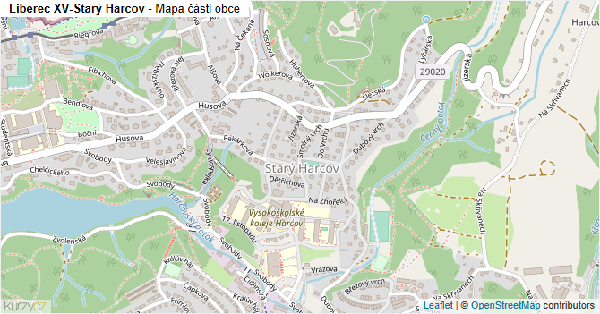 Liberec XV-Starý Harcov - mapa části obce