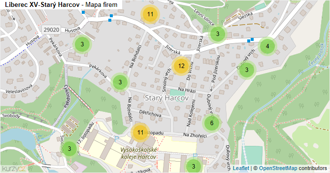 Liberec XV-Starý Harcov - mapa firem