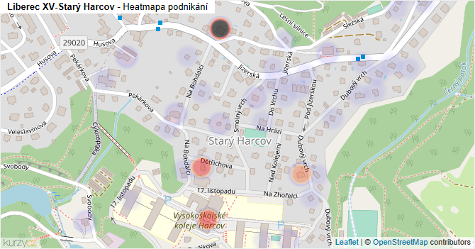 Liberec XV-Starý Harcov - mapa podnikání