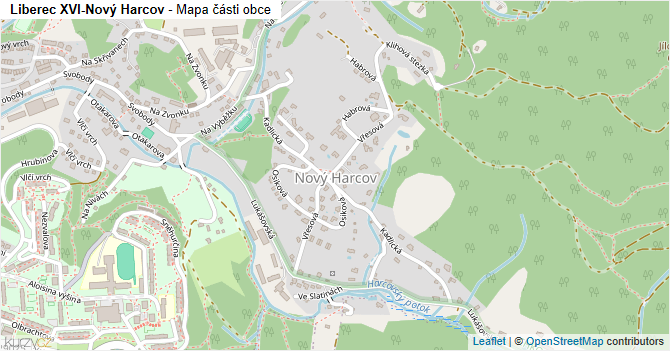 Liberec XVI-Nový Harcov - mapa části obce