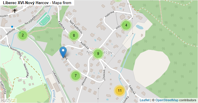 Liberec XVI-Nový Harcov - mapa firem