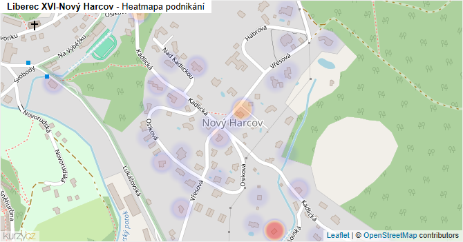 Liberec XVI-Nový Harcov - mapa podnikání