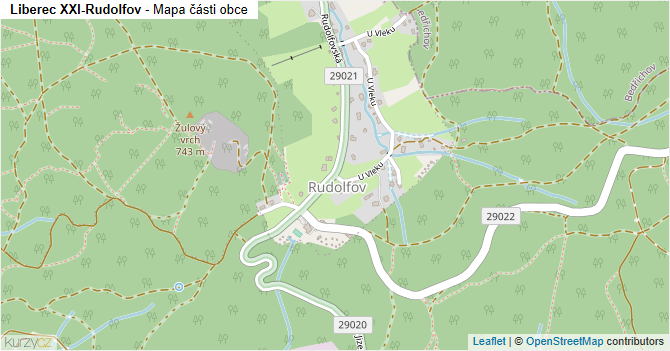 Liberec XXI-Rudolfov - mapa části obce