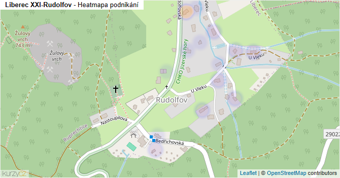 Liberec XXI-Rudolfov - mapa podnikání