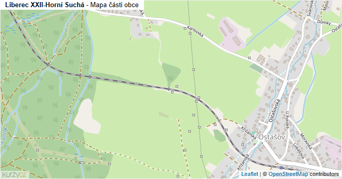 Liberec XXII-Horní Suchá - mapa části obce