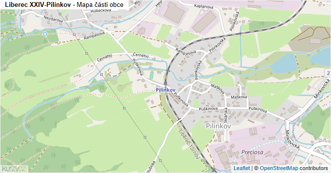 Liberec XXIV-Pilínkov - mapa části obce