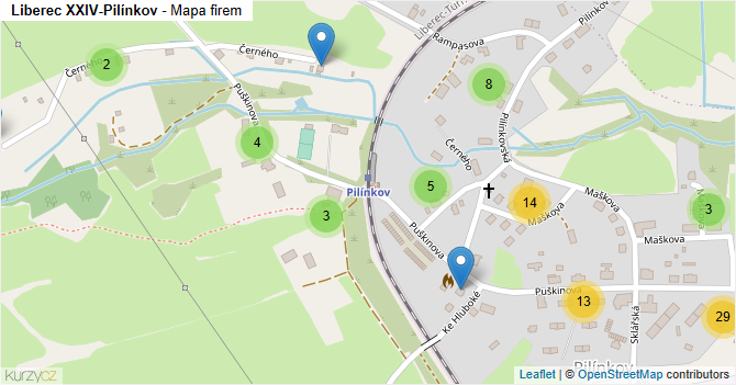 Liberec XXIV-Pilínkov - mapa firem