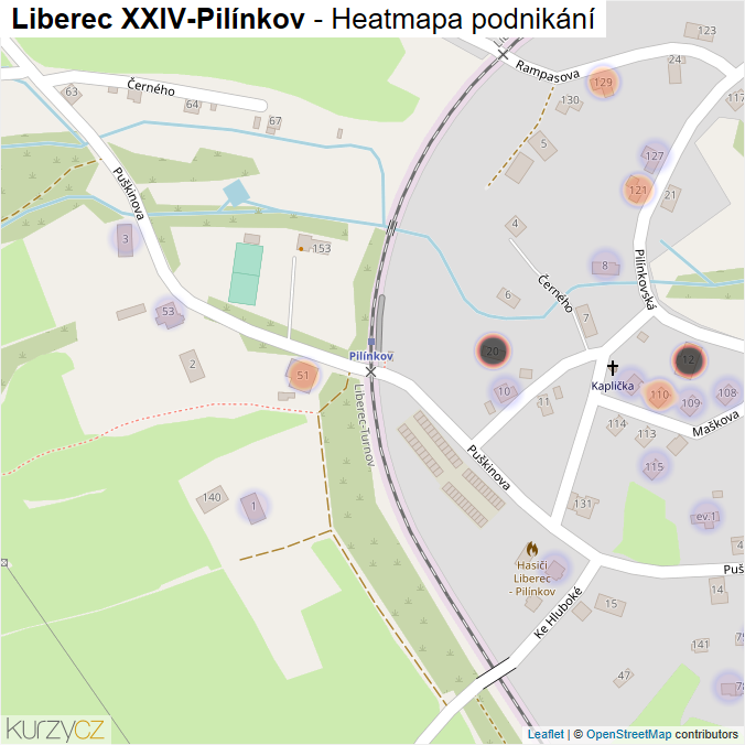Mapa Liberec XXIV-Pilínkov - Firmy v části obce.