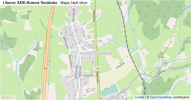 Liberec XXXI-Krásná Studánka - mapa části obce