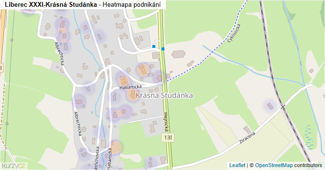 Liberec XXXI-Krásná Studánka - mapa podnikání