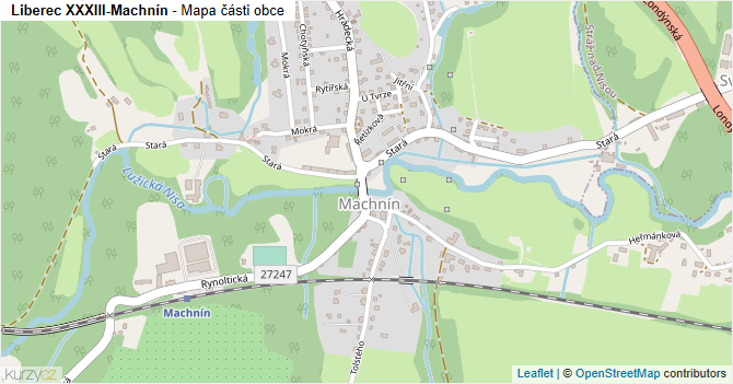 Liberec XXXIII-Machnín - mapa části obce