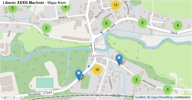Liberec XXXIII-Machnín - mapa firem