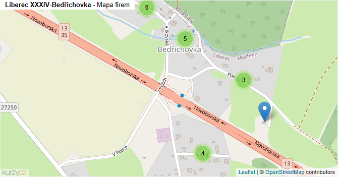 Liberec XXXIV-Bedřichovka - mapa firem