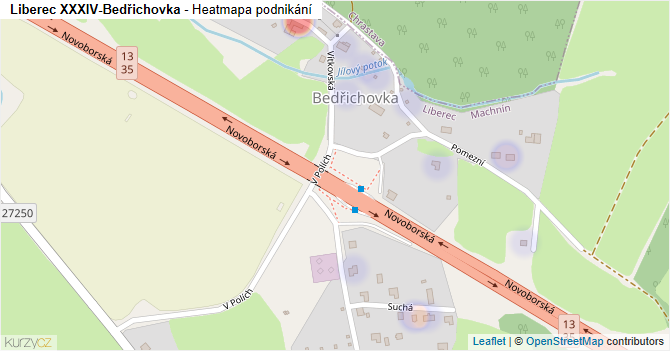 Liberec XXXIV-Bedřichovka - mapa podnikání