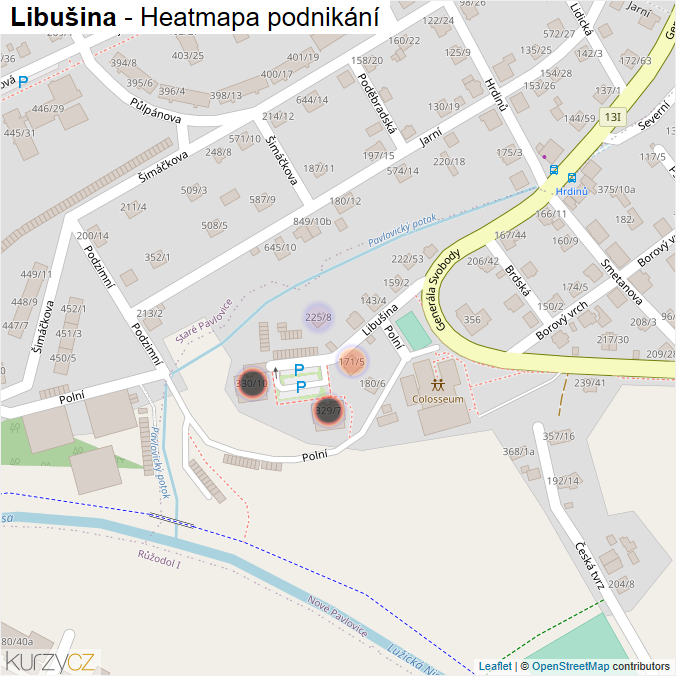 Mapa Libušina - Firmy v ulici.