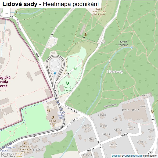 Mapa Lidové sady - Firmy v ulici.