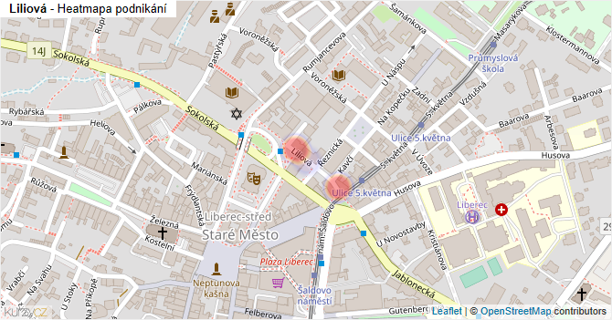 Liliová - mapa podnikání
