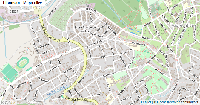 Lipanská - mapa ulice