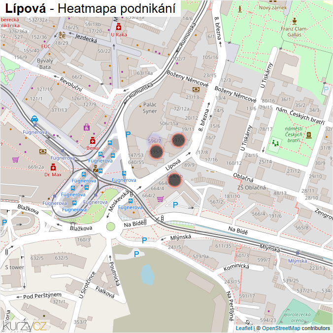 Mapa Lípová - Firmy v ulici.