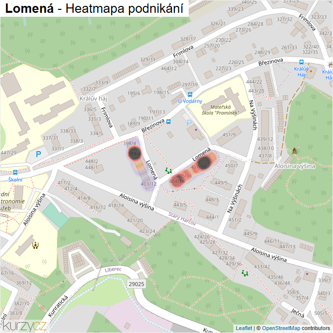 Mapa Lomená - Firmy v ulici.